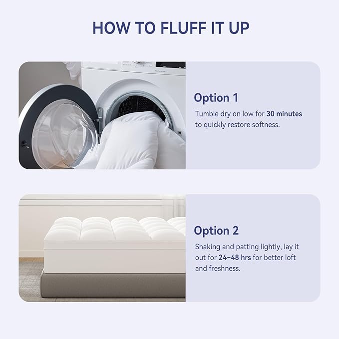 ELEMUSE Twin Mattress Topper for Back Pain, Extra Thick Mattress Pad Cover, Plush Soft Pillowtop with Elastic Deep Pocket, Overfilled Down Alternative Filling