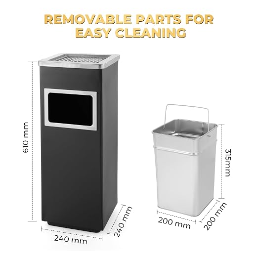 Trash Can Outdoor Waste Container Square Stainless Steel Trash Can - Image 2