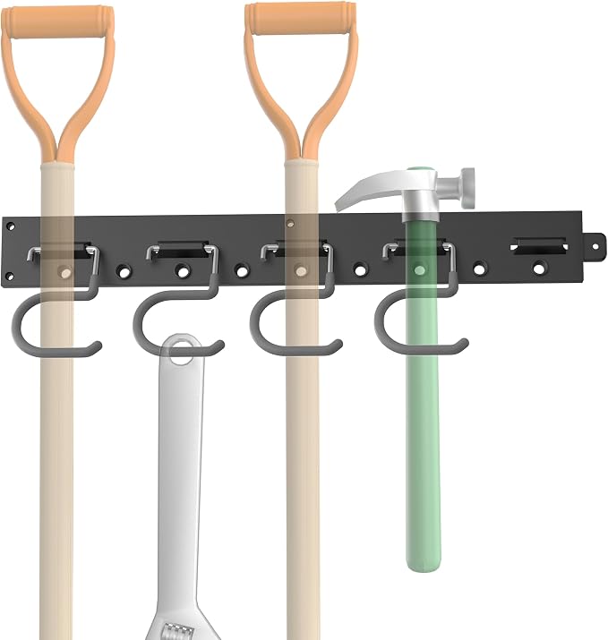 TORACK Plastic Wall Mounted Mop and Broom Holder, Garden Tools Organizer - Image 8
