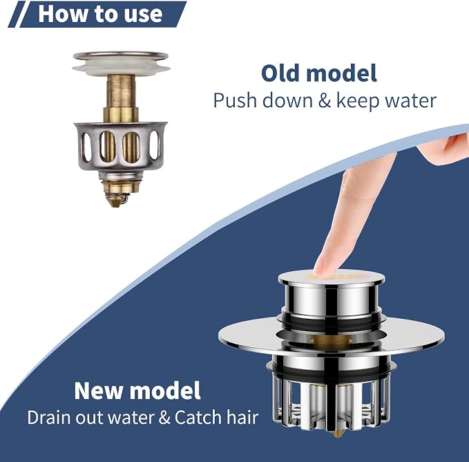 Universal 2 in 1 Bathtub Drain Stopper Bathtub Drain Hair Catcher,Pop-up Tub - Image 8