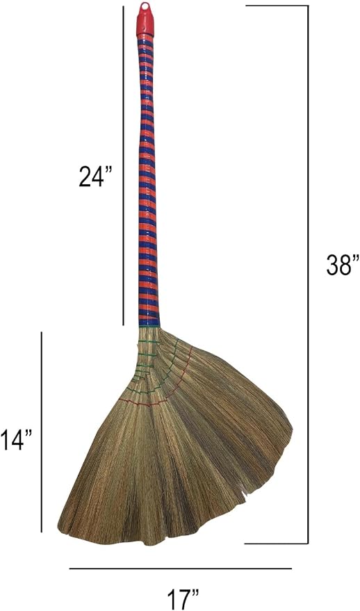 掃把 Anti-Static Choi Bong Co Vietnam Hand Made Straw Soft Broom Colored Handle - Image 2