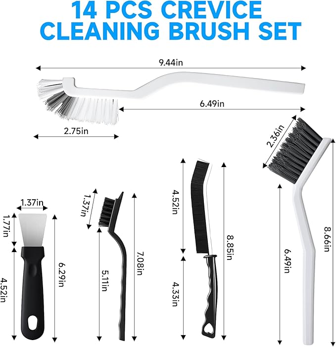 14Pcs Crevice Cleaning Brush Set, V Shape Grout Cleaner Brush - Image 7