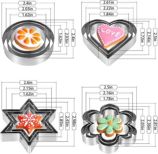Metal Cookie Cutters Set 12 Pieces, Stainless Steel 3 Heart Cookie Cutters - Image 2