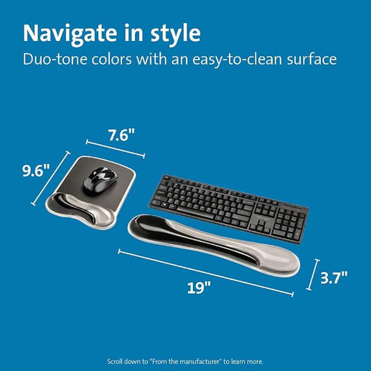 Kensington Mousepad and Gel Wrist Rest, 11-2/5" x 17-7/10", Ergonomic Design - Image 2