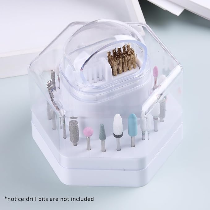 2 in1 Nail Drill Bit Holder and Nail Drill Bits Cleaner Brush Case, 24 Holes - Image 7