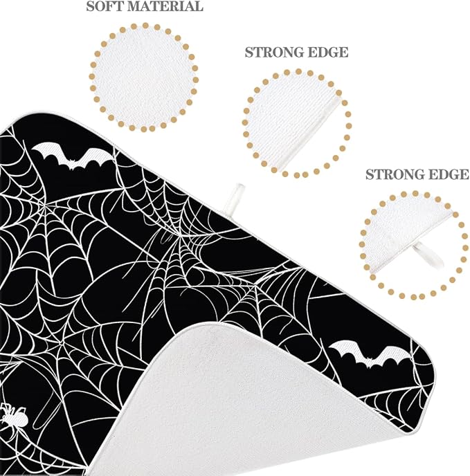 Halloween Dish Drying Mat 18 x 24 Inch Bat Spider Web Drying Mat - Image 7