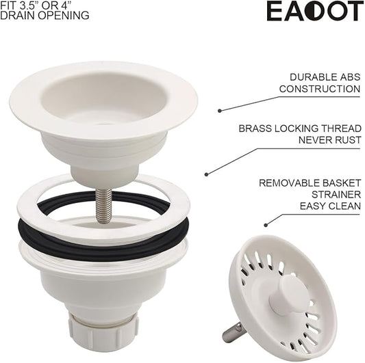 3-1/2 Inch Polymer White Sink Drain Assembly - Image 2