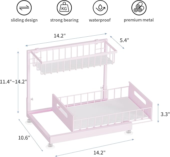 Under Sink Organizer Storage 2-Tier Premium Metal Pull-Out Kitchen Cabinet - Image 6