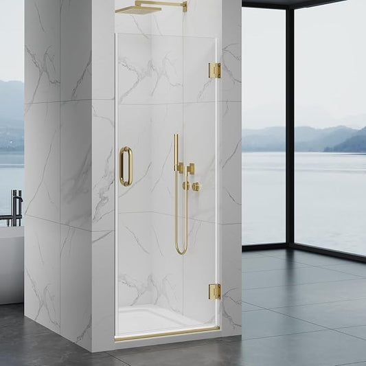 Framelss Single Swing Hinged Shower Door, 5/16" Tempered Glass - Image 2