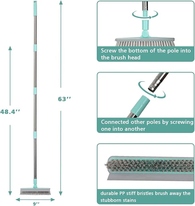 Pool Brush V-Shape Brush with 63" Adjustable Long Handle, Shower Swimming Pool - Image 8