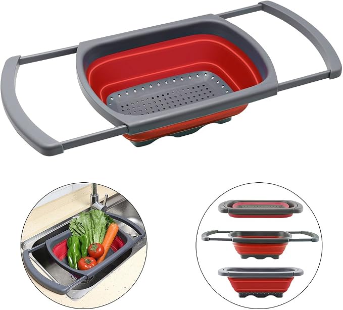 Qimh Colander Collapsible, Over The Sink Veggies/Fruit 6-Quart Strainers and - Image 9