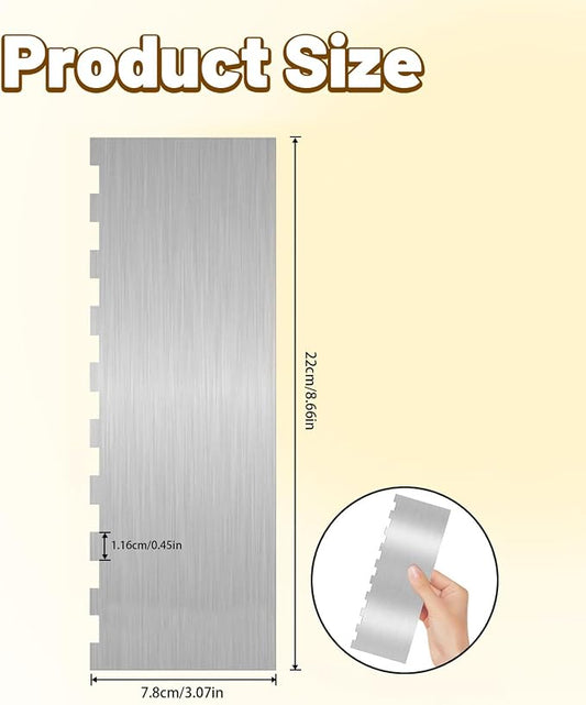 8.7 Inche Stainless Steel Cake Scraper,Double Sided Patterned Edge Stripe Edge - Image 2