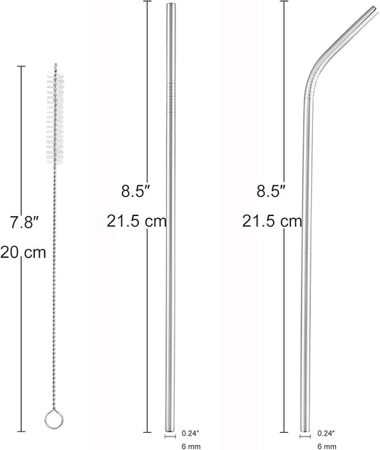dcieiosul Set of 6 Reusable Metal Straws, 8.5'' Long Stainless Steel Straw - Image 2