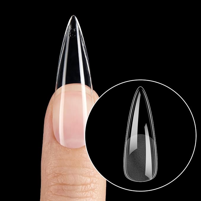 Beetles Gel Nail Tips Etch-X, Stiletto Medium, Pre-Etched Half Matte Full Cover - Image 8