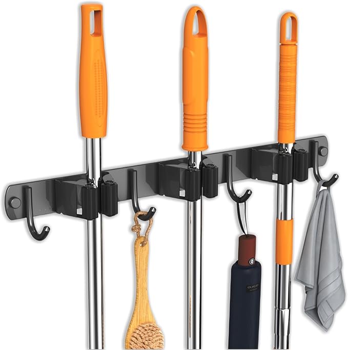 2 Pack Mop and Broom Holder Wall Mount, Non-slip Broom Hanger Wall Mount - Image 7
