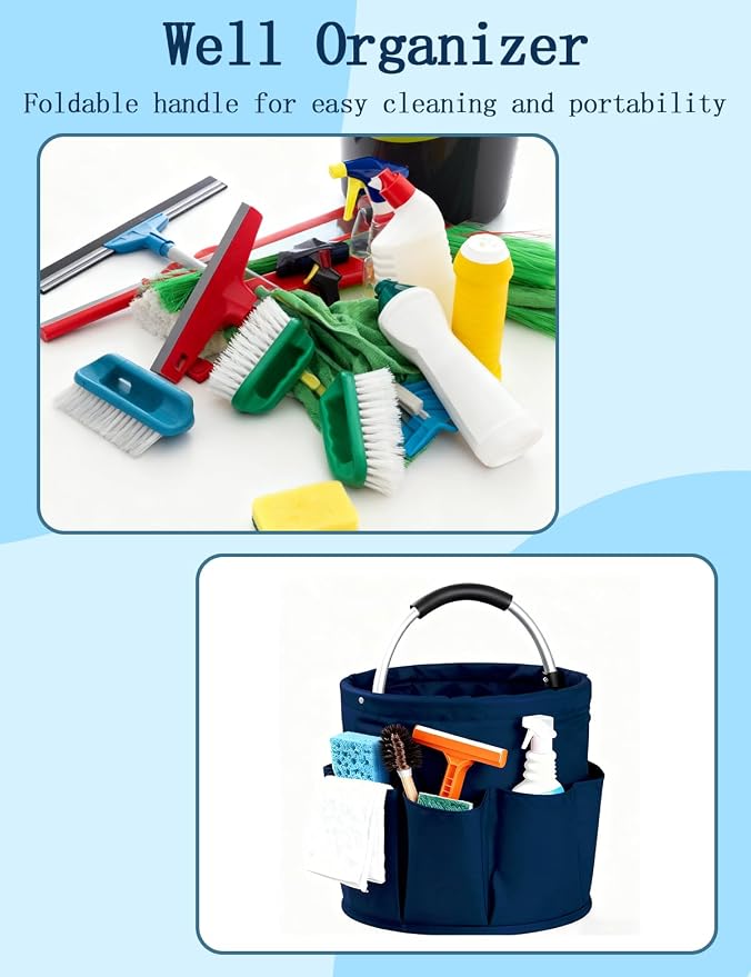 Cleaning Caddy with Handle, Cleaning Products Organiser, Foldable Storage Basket - Image 7