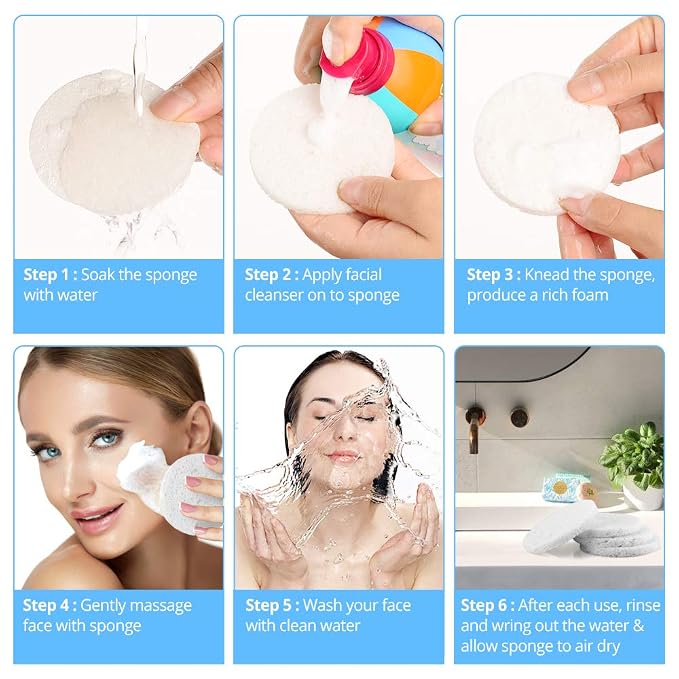 Natural Facial Cleansing Sponges- 20 Count Compressed Facial Sponges Cellulose - Image 6