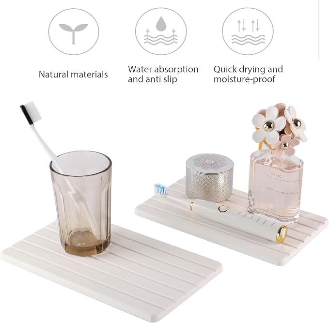 2 PCS Water Absorbent diatomite Coasters, 9.5" x 5.5" Water Absorbing Stone Tray - Image 7