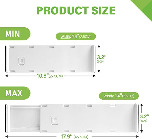 5 Pack Drawer Dividers 3.2" High Slim Organizers Expandable 10.8-17.9" - Image 2