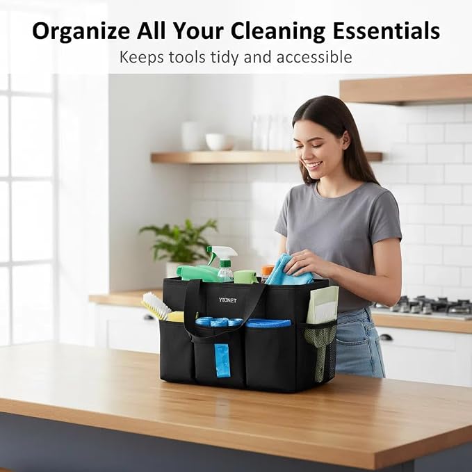 Ytonet Cleaning Caddy Bag, Large Cleaning Supplies Organizer - Image 2