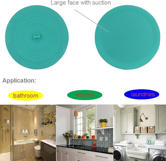 V-TOP Tub Stopper 2 Pack, 6 inches Large Silicone Drain Plug Hair Stopper Flat - Image 7