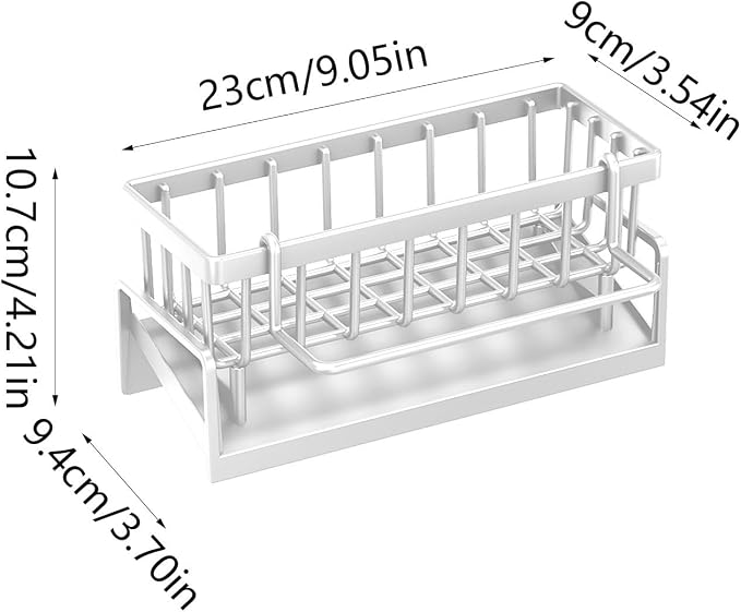 Kitchen Sink Organizer with Drain Tray, Sponge Holder, Brush Storage, - Image 6