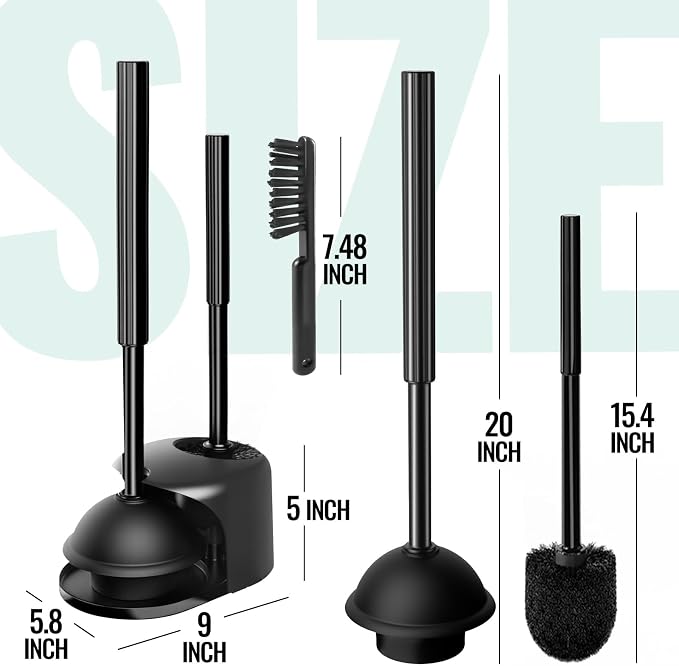 2PACK 3 in 1 Toilet Brush and Plunger Set - Image 7
