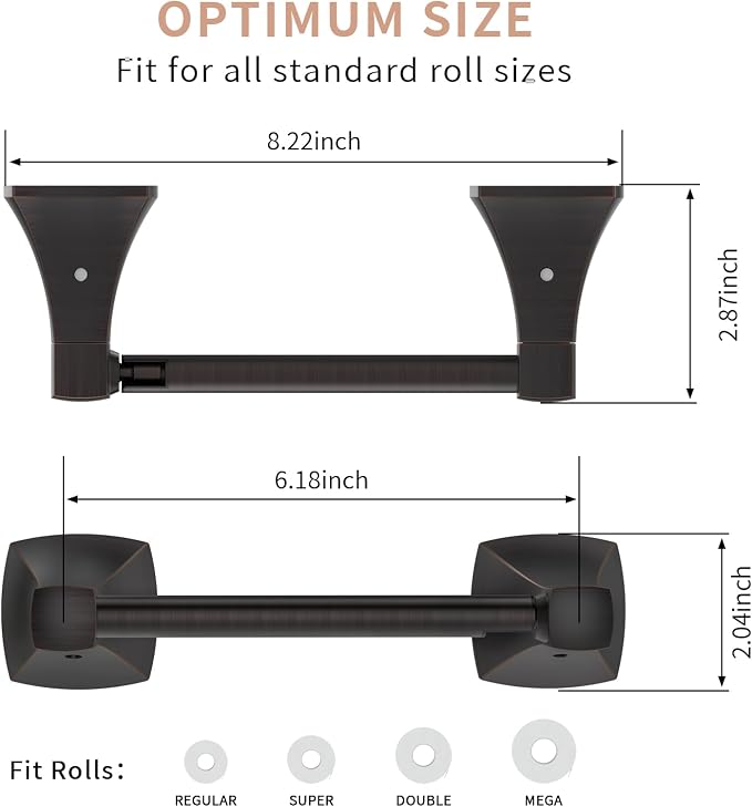 Toilet Paper Holder Wall Mount Oil Rubbed Bronze Double Post Pivoting Tissue - Image 7