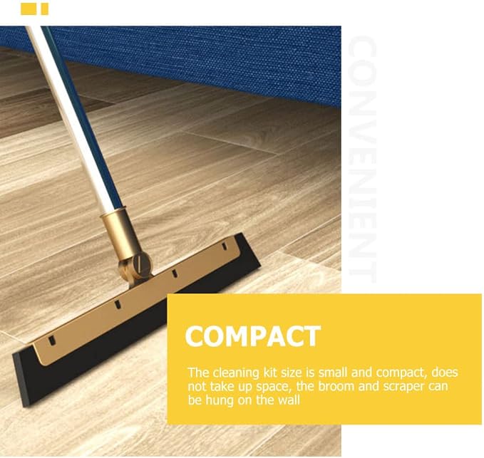 GANAZONO Broom Dustpan Scraper Set Long Handle Stand Up Broom Combo Dustpan - Image 9