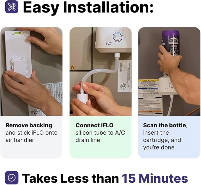 iFLO® Smart A/C Drain Line Cleaner and Drain Pan Cleaner Cartridge, Fast-Acting - Image 8