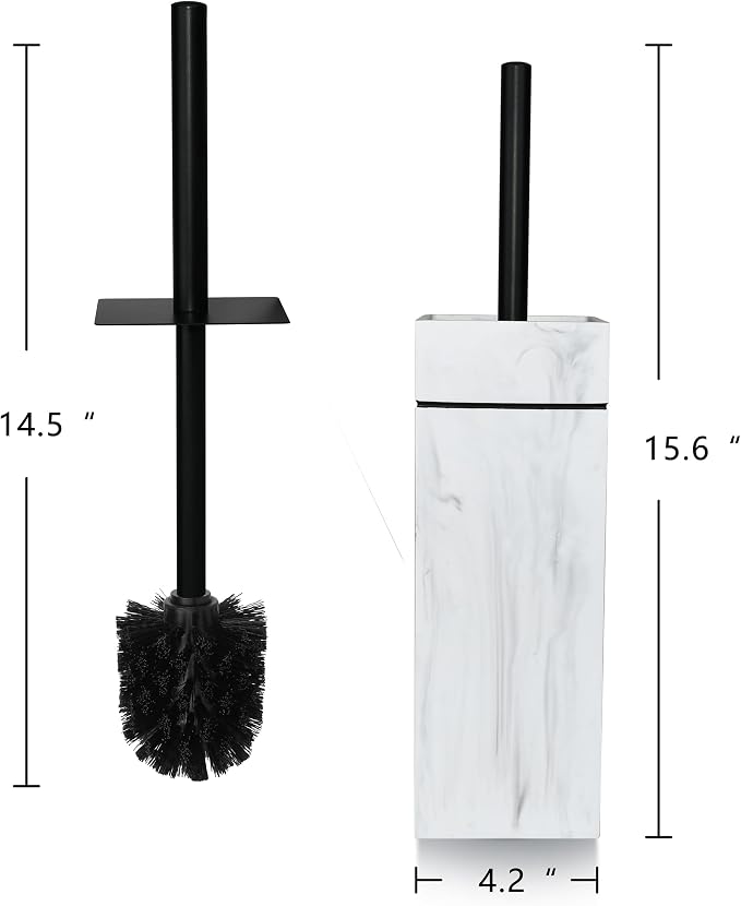 Black Line Design Resin Toilet Bowl Holder and Brush Set, Stylish Bathroom - Image 7