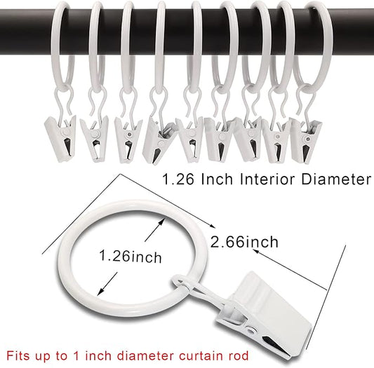 90 Pack Curtain Rings with Clips, Drapery Clips with Rings, Drapes Rings 1.26 - Image 2