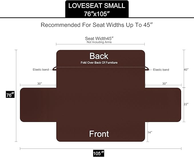 U-NICE HOME Loveseat Sofa Cover Reversible Couch Covers for 2 Cushion Couch for Dogs Furniture Protector Cover with Elastic Straps Water Resistant(Loveseat Small, Navy/Taupe)