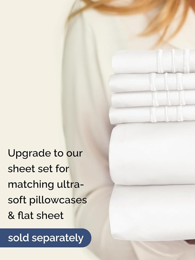 Extra Deep Twin Fitted Sheet - Hotel Luxury Single Fitted Sheet Only - Easily Fits 18 inch to 24 inch Mattress - Ultra Soft, Wrinkle Free with Extra Deep Pockets - Breathable & Comfy - Antique White
