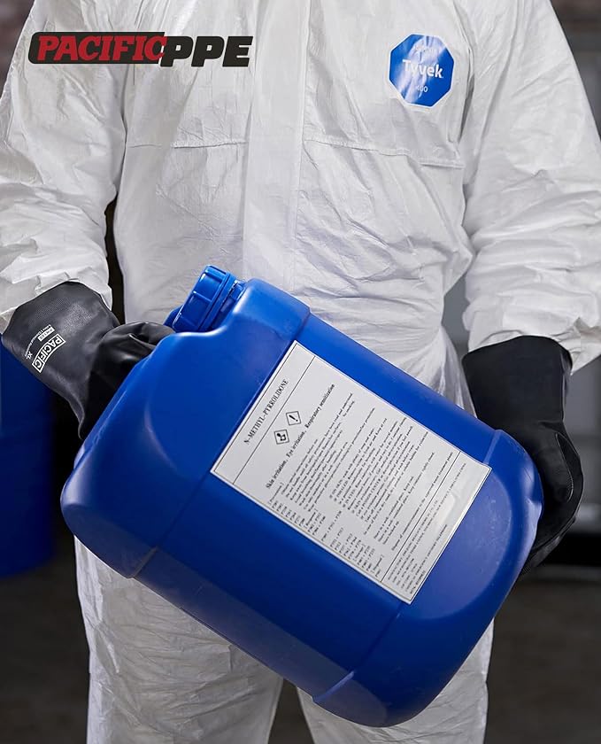 PACIFIC PPE Heavy Duty Latex Chemical Gloves, Strong Acid Resistance Rubber - Image 9