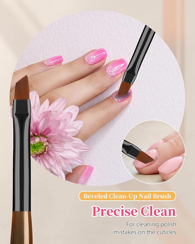3PCS Nail Art Clean Up Brushes, Round/Angled/flat Acetone Resistant Gel Nail - Image 7