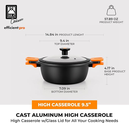 BRA COOKWARE Efficient Pro Nonstick Stock Pot w/Lid | 9.5 Inch 4.2 Quart - Image 2