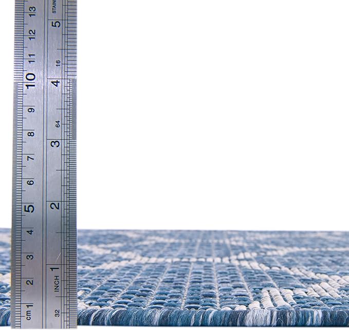 Unique Loom Outdoor Trellis Collection Area Rug (10' x 14' 1" Rectangle, Navy Blue/ Ivory)