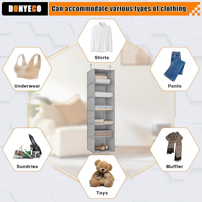 6-Shelf Hanging Storage Closet Organizer, Linen Rv Storage and Organization - Image 8