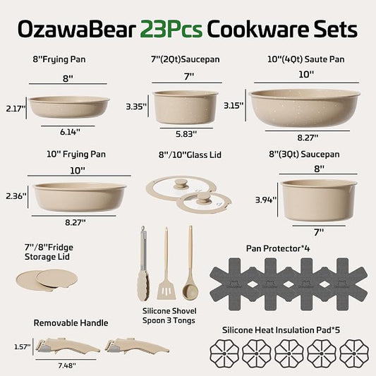23 Pcs Pots and Pans Set Non Stick, Ceramic Cookware Set Non Toxic - Image 2