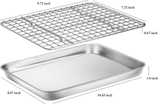 Baking Sheet with Cooling Rack Set, Deedro Stainless Steel Cookie Sheet Baking - Image 2