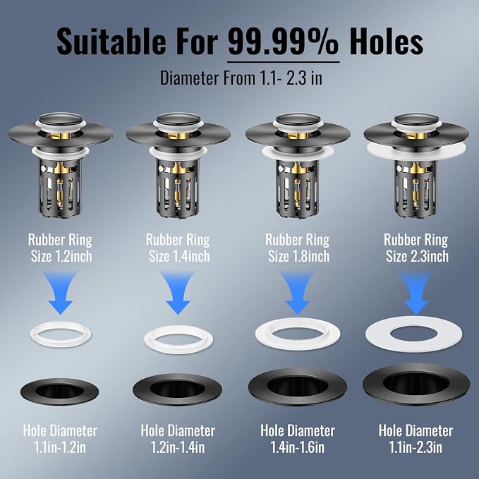 Bathroom Sink Stopper-All Metal Sink Stopper-Universal Fit 99% Bathroom Stopper - Image 9
