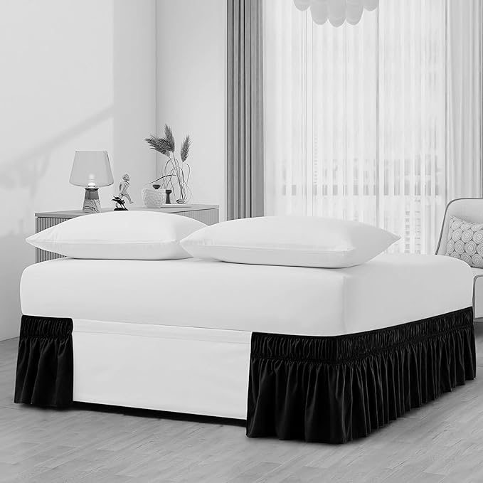 Royal Blue Wrap Around Bed Skirts with 16" Drop - Three Sides Fabric Adjustable Elastic Dust Ruffle Silky Soft -600 TC Stretchy Bed Skirt-Queen XL(60"X 84") Royal Blue