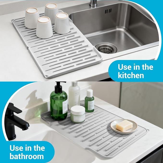 Silicone Dish Drying Mat for Kitchen Counter, Foldable & Heat Resistant Drying - Image 7