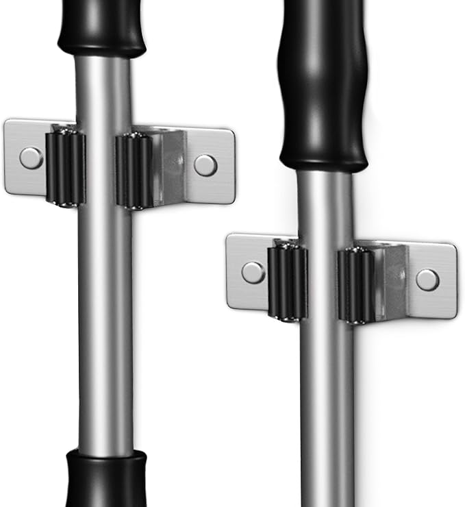 Self Adhesive Broom and Mop Holder Wall Mounted – SUS304 Stainless Steel 2-Slot - Image 7