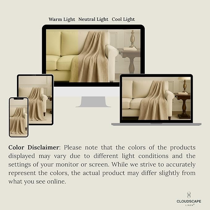 Cloud Scape Linen Oversized 4 Layer Muslin Blanket Queen Size - 100% Cotton, Lightweight & Breathable All Season Gauze, Pre-Washed, fits Full Bed, 92x92, Beige Fog
