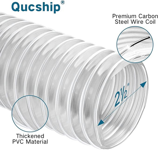 Qucship PVC Dust Collection Hose 2 1/2" x 20' - Image 2