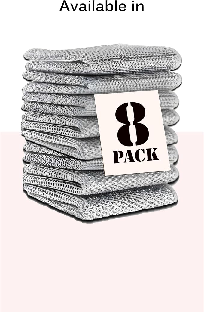 Non Scratch Wire Dishwashing Rag, 8 Pack Double Layer Reusable Wire Dishcloth - Image 6