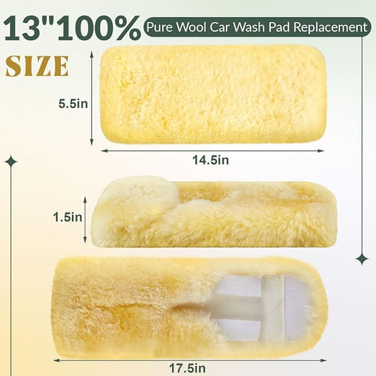 Dingion 2 Pack 13" 100% Pure Lambswool Wash Pad Replacement, Lambswool Wash Mitt - Image 2