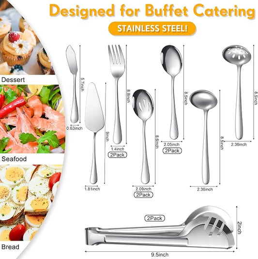 Patelai Serving Utensils Set Include Stainless Steel Large Spoons Slotted - Image 2